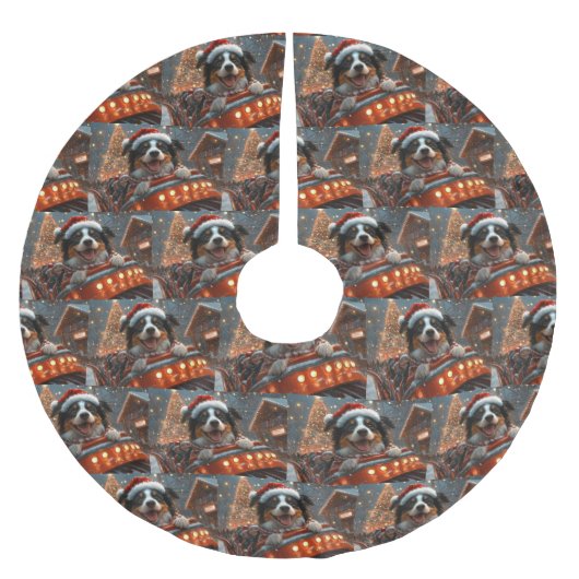 Border Collie Dog Roller Onderzetter Kerst Kerstboom Rok (Voorkant)