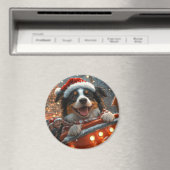 Border Collie Dog Roller Onderzetter Kerst Magneet (Insitu (Vaatwasser))