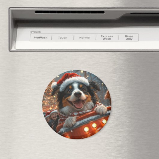 Border Collie Dog Roller Onderzetter Kerst Magneet (Insitu (Vaatwasser))