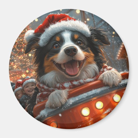 Border Collie Dog Roller Onderzetter Kerst Magneet (Voorkant)