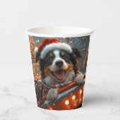 Border Collie Dog Roller Onderzetter Kerst Papieren Bekers (Voorkant)