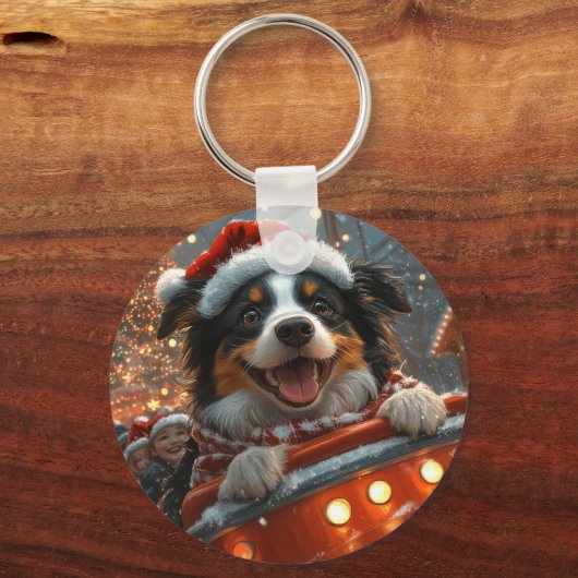 Border Collie Dog Roller Onderzetter Kerst Sleutelhanger (Achterkant)