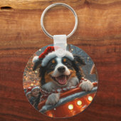 Border Collie Dog Roller Onderzetter Kerst Sleutelhanger (Voorkant)