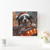Border Collie Dog Roller Onderzetter Kerst Vierkante Klok (Huis)