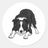Border Collie Dog Ronde Sticker (Voorkant)