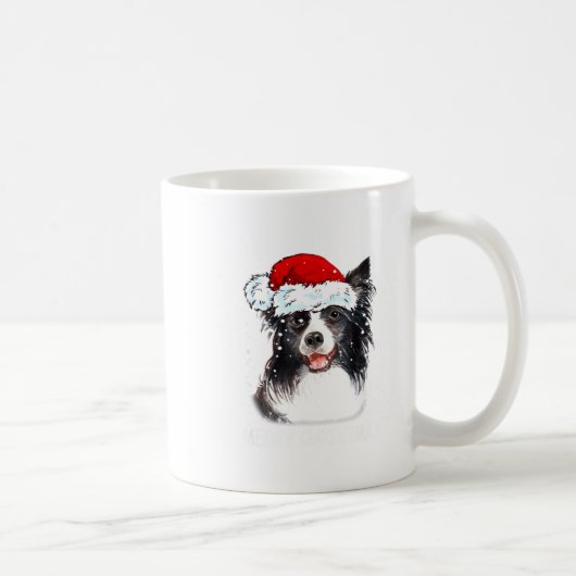 Border Collie Dog Santa Christmas Lights Xmas Boys Koffiemok (Rechts)
