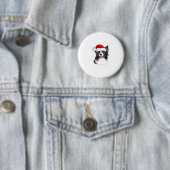 Border Collie Dog Santa Christmas Lights Xmas Boys Ronde Button 5,7 Cm (In situ)
