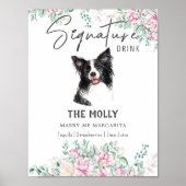 Border Collie Dog Signature Drink Teken Poster (Voorkant)