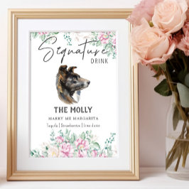 Border Collie Dog Signature Drink Teken Poster