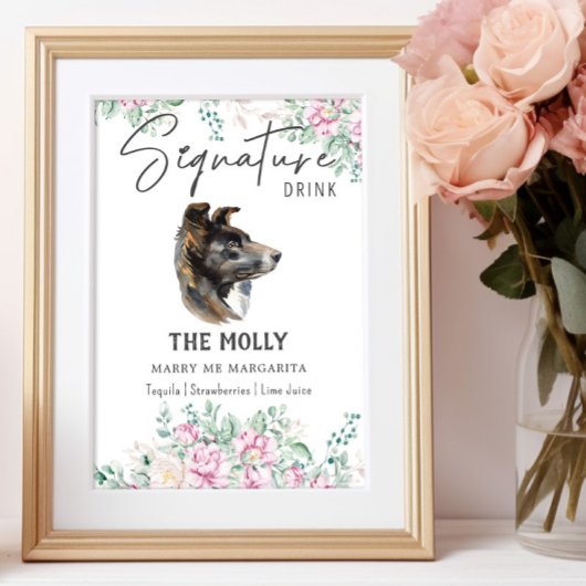 Border Collie Dog Signature Drink Teken Poster