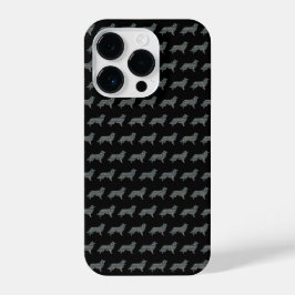 Border Collie Dog Silhouet Geel Zwart Raster iPhone 14 Plus Hoesje