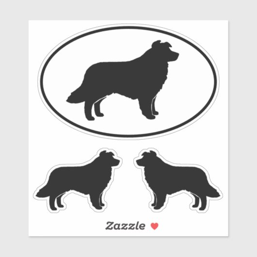 Border Collie Dog Silhouet Vinyl Sticker Set (Vel)