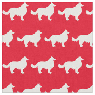 Border Collie Dog Silhouette Pet Red Stof