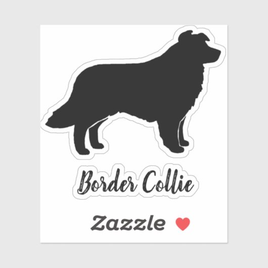 Border Collie Dog Silhouette Vinyl Sticker (Vel)