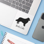 Border Collie Dog Silhouette Vinyl Sticker (Laptop met iPhone)