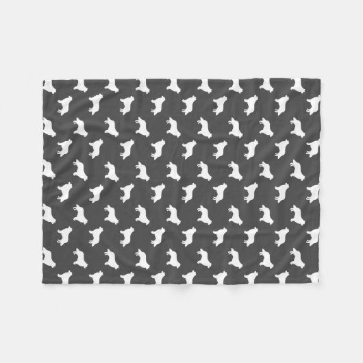 Border Collie Dog Silhouettes Patroon Fleece Deken (Voorkant (Horizontaal))