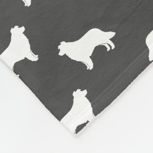 Border Collie Dog Silhouettes Patroon Fleece Deken (Hoek)
