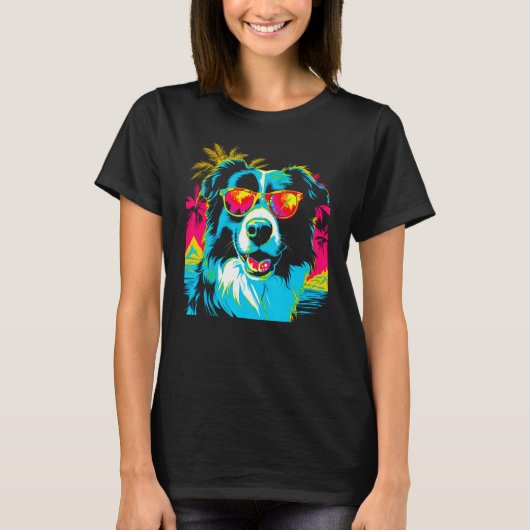 Border Collie Dog Sunglasses T-shirt (Voorkant)