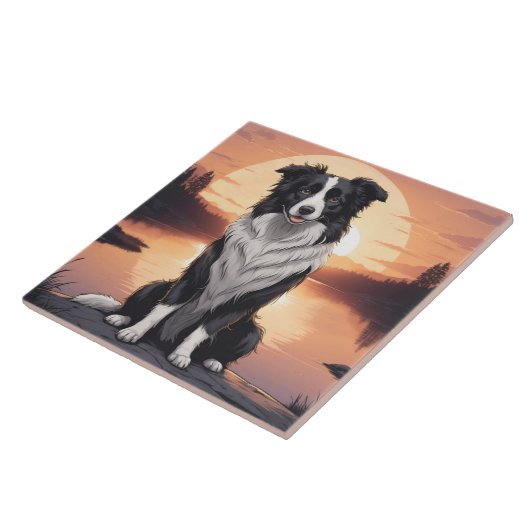 Border Collie Dog Tegeltje (Zijkant)