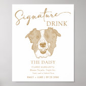 Border Collie Dog Trouwhandtekening Drink Teken Poster (Voorkant)