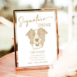 Border Collie Dog Trouwhandtekening Drink Teken Poster