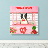 Border Collie Dog Valentijnsdag Kissing Booth Canvas Afdruk (Insitu (Houten vloer))
