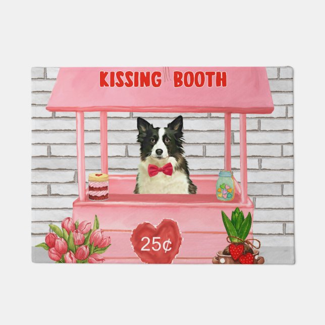 Border Collie Dog Valentijnsdag Kissing Booth Deurmat (Voorkant)