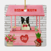 Border Collie Dog Valentijnsdag Kissing Booth Keramisch Ornament (Achterkant)