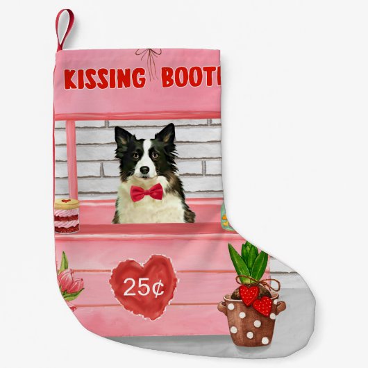 Border Collie Dog Valentijnsdag Kissing Booth Kleine Kerstsok (Voorkant)