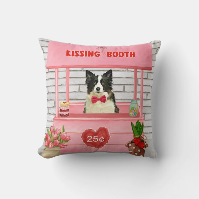 Border Collie Dog Valentijnsdag Kissing Booth Kussen (Voorkant)