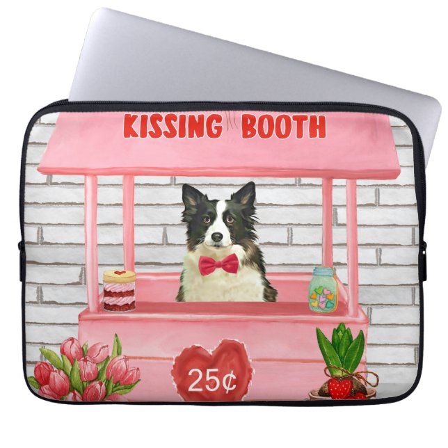 Border Collie Dog Valentijnsdag Kissing Booth Laptop Sleeve (Voorkant)