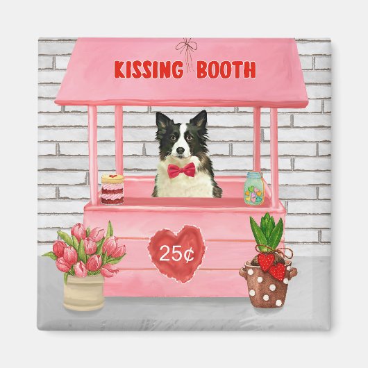 Border Collie Dog Valentijnsdag Kissing Booth Magneet (Voorkant)