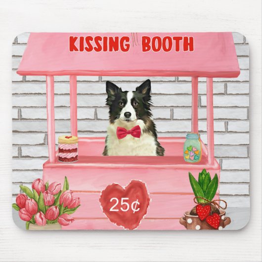 Border Collie Dog Valentijnsdag Kissing Booth Muismat (Voorkant)