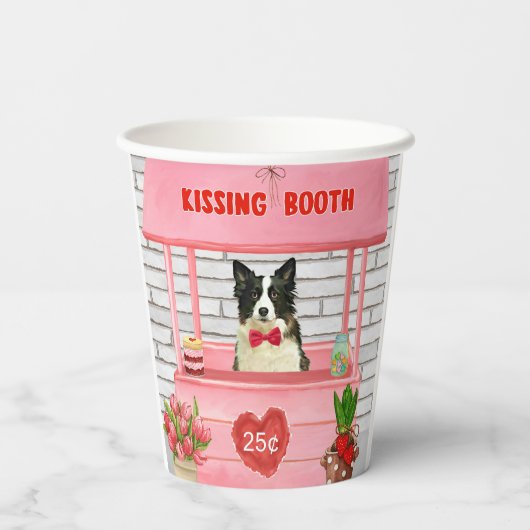 Border Collie Dog Valentijnsdag Kissing Booth Papieren Bekers (Achterkant)
