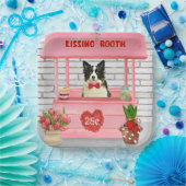 Border Collie Dog Valentijnsdag Kissing Booth Papieren Bordje (Feest)