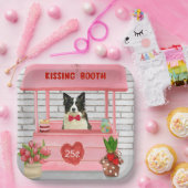 Border Collie Dog Valentijnsdag Kissing Booth Papieren Bordje (Feest)