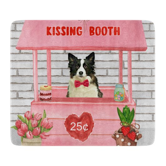 Border Collie Dog Valentijnsdag Kissing Booth Snijplank (Voorkant)
