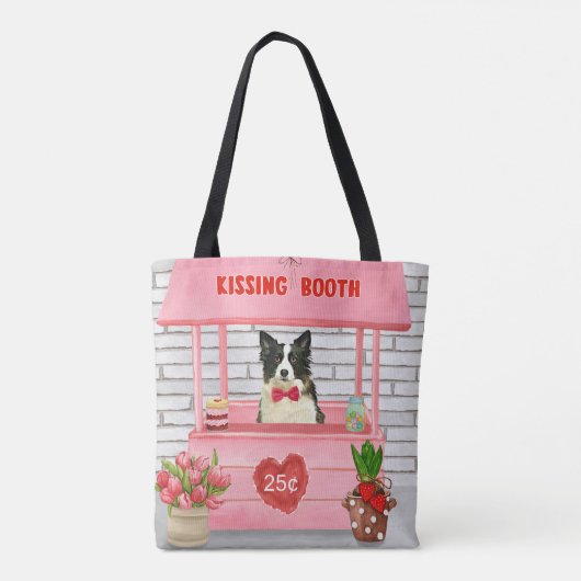 Border Collie Dog Valentijnsdag Kissing Booth Tote Bag (Achterkant)