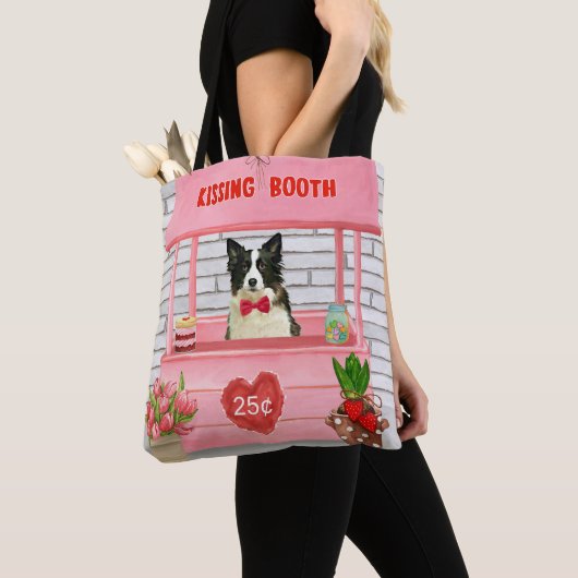 Border Collie Dog Valentijnsdag Kissing Booth Tote Bag (Dichtbij)