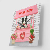 Border Collie Dog Valentijnsdag Kissing Booth Vierkante Klok (Hoek)