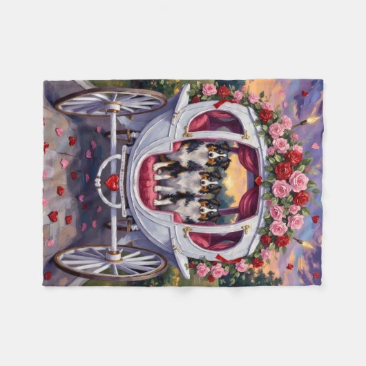 Border Collie Dog Valentine's Day Fleece Deken (Voorkant (Horizontaal))