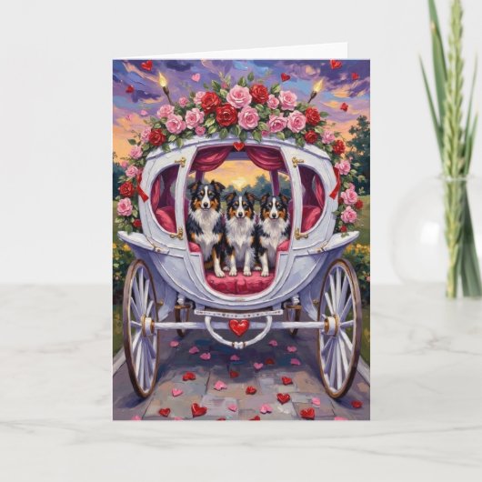 Border Collie Dog Valentine's Day Kaart (Voorkant)