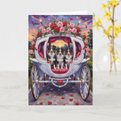 Border Collie Dog Valentine's Day Kaart (Gele Bloem)