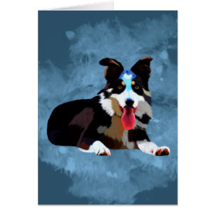 Border Collie Dog Waterverf Kunstportret