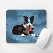 Border Collie Dog Waterverf Kunstportret Muismat (Met muis)