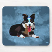 Border Collie Dog Waterverf Kunstportret Muismat (Voorkant)