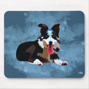 Border Collie Dog Waterverf Kunstportret Muismat