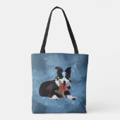 Border Collie Dog Waterverf Kunstportret Tote Bag (Achterkant)