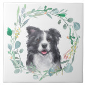 Border Collie Dog Waterverf Wreater Ceramic Tegel Tegeltje (Voorkant)