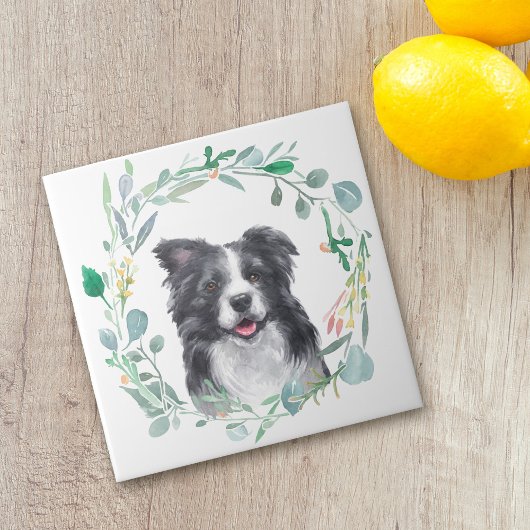 Border Collie Dog Waterverf Wreater Ceramic Tegel Tegeltje
